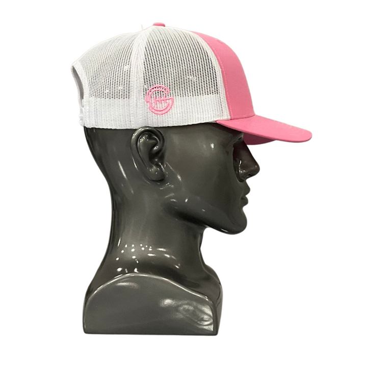 Pink (front) and White Mesh (back) Shift Culture (HAT) Slight Curve