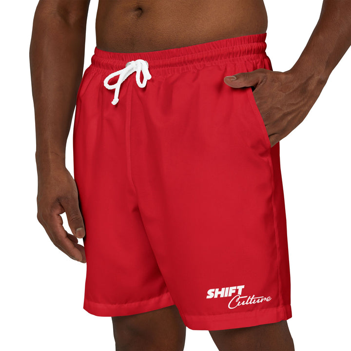 Shift Culture Summer Time Swim Trunks (Cherry Red)