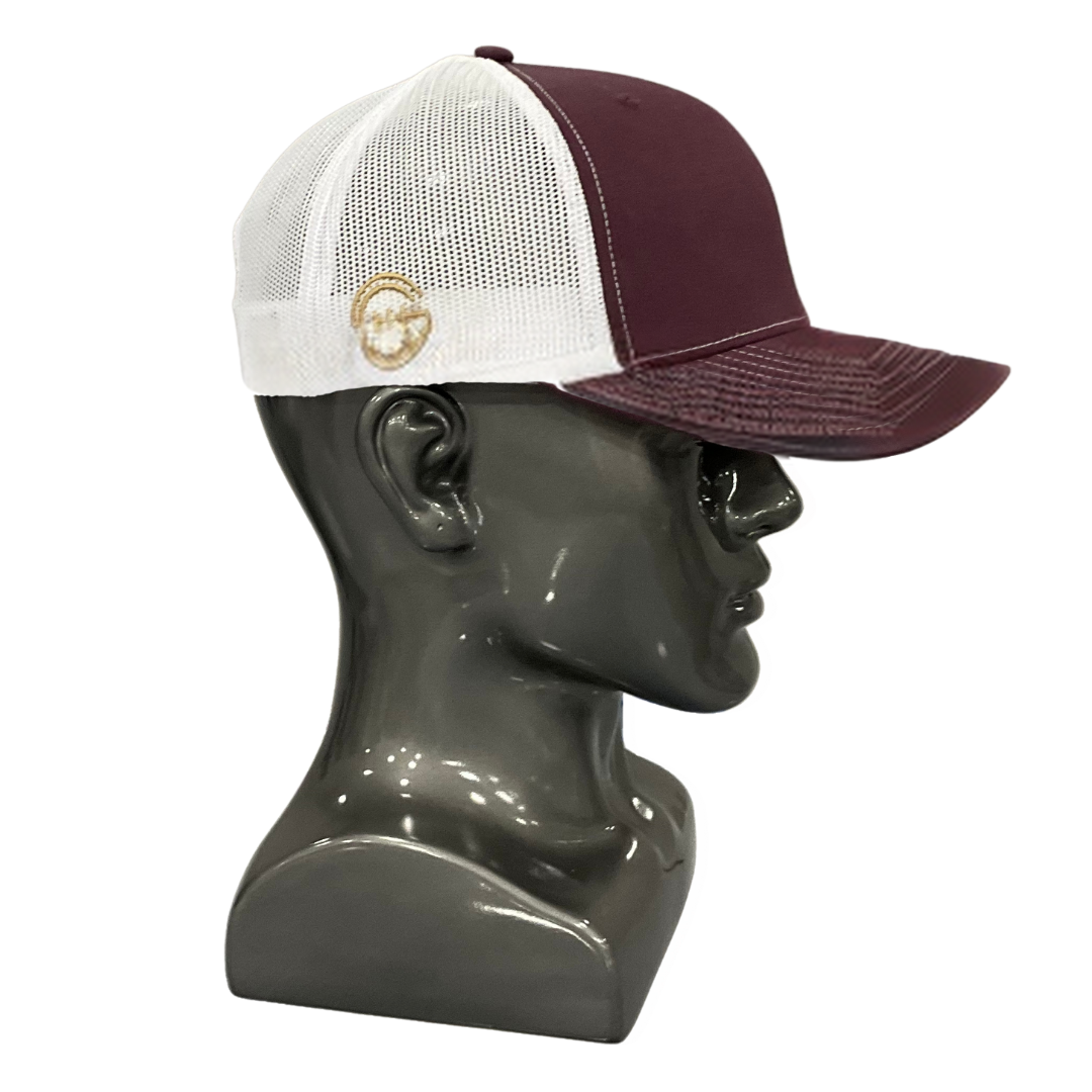 Dark Maroon (Front) and White Mesh (Back) Shift Culture Slight Curve(Hat)