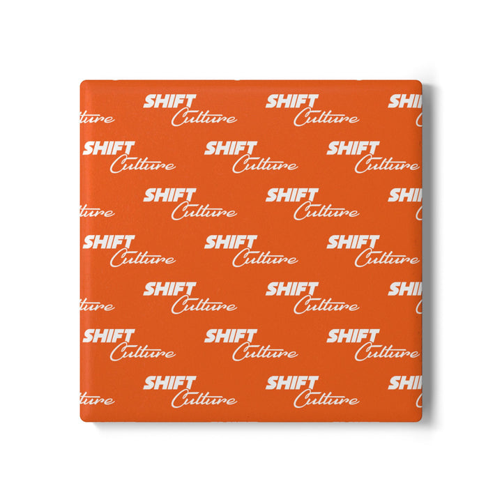 Script Ceramic Coaster - Orange