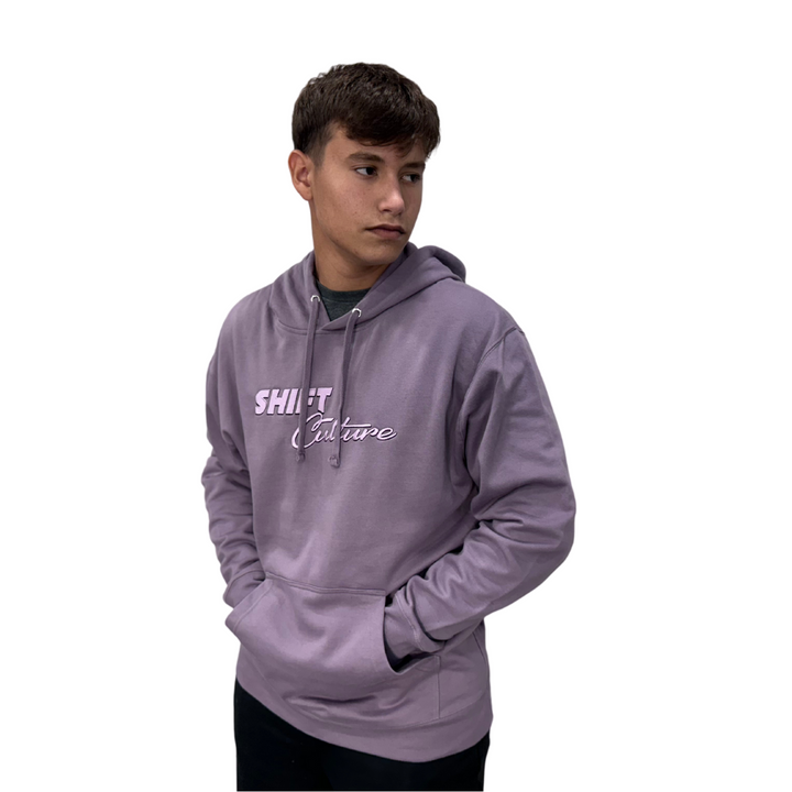 Shift Culture light purple hoodie