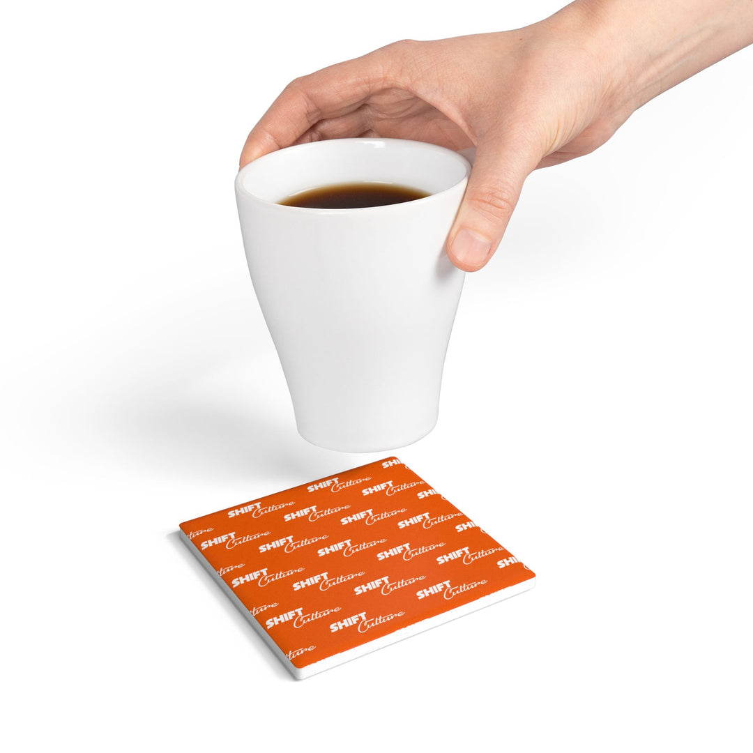 Script Ceramic Coaster - Orange